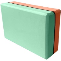 Йога блок твердый 2-х цветный (кораллово/бирюзовый) 223х150х72мм., из вспененного ЭВА (E32567) EVB-200-3